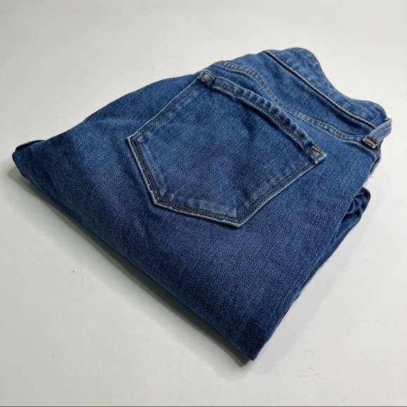 OLD NAVY Deep Blue High Rise Raw Hem Power Slim Straight Leg Jeans SIZE 4 - Picture 5 of 6